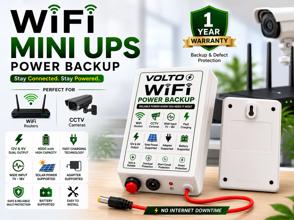 VOLTO WiFi UPS — 12V | 9V + 18W Mobile Charging | Premium Design