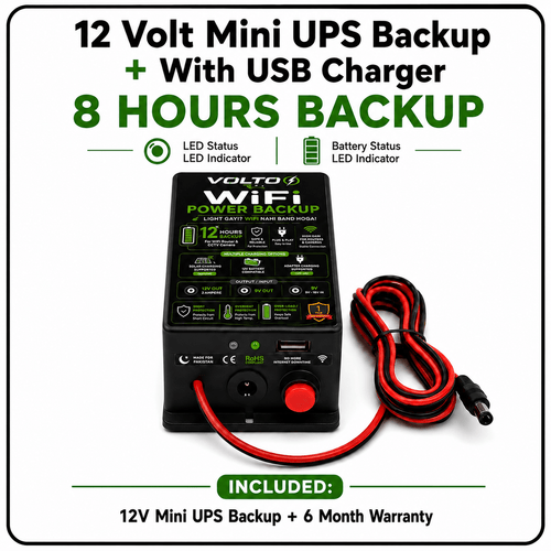 Volto -Mini UPS For Wifi Router 8 to 9 hours + Usb charger - VOLTOVolto -Mini UPS For Wifi Router 8 to 9 hours + Usb chargerPower BackupVolto -Mini UPS For Wifi Router 8 to 9 hours + Usb charger