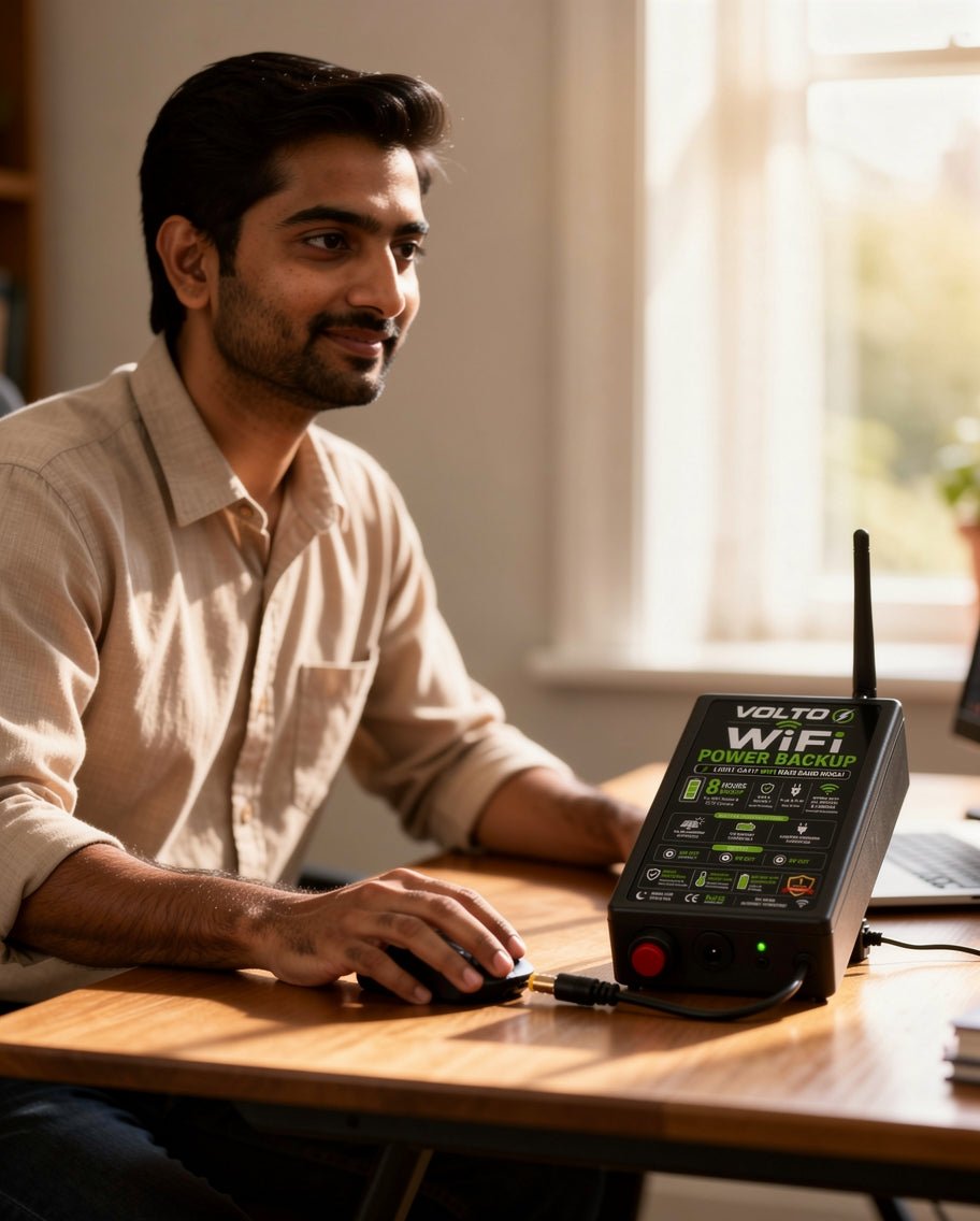 VOLTO WiFi Power Backup Device 5 to 6 hourse backup — Light Jaye, WiFi Chalta Rahe! ⚡ - VOLTOVOLTO WiFi Power Backup Device 5 to 6 hourse backup — Light Jaye, WiFi Chalta Rahe! ⚡Power BackupVOLTO WiFi Power Backup Device 5 to 6 hourse backup — Light Jaye, WiFi Chalta Rahe! ⚡