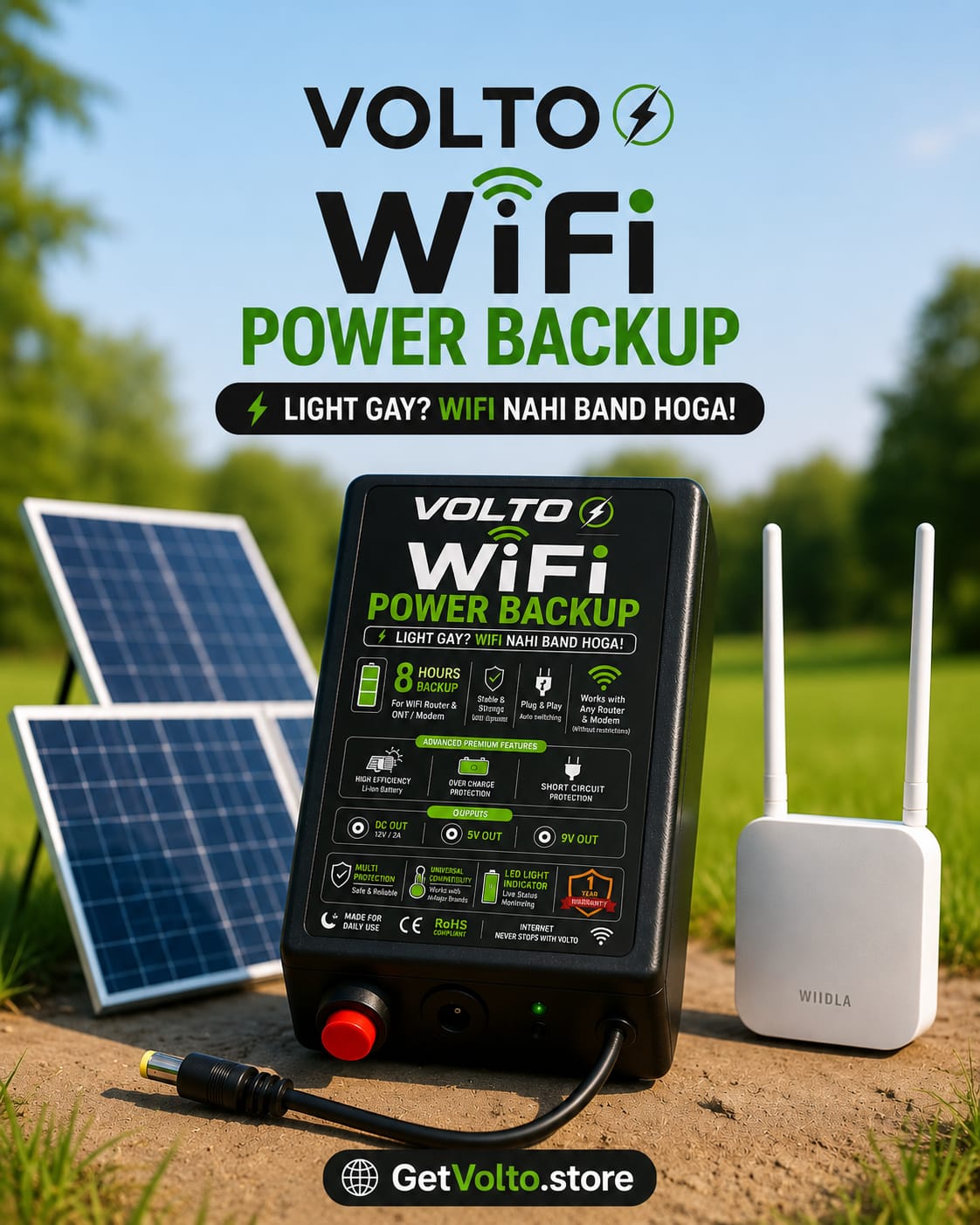 VOLTO WiFi Power Backup Device 6 to 12 hourse backup — Light Jaye, WiFi Chalta Rahe! ⚡ - VOLTOVOLTO WiFi Power Backup Device 6 to 12 hourse backup — Light Jaye, WiFi Chalta Rahe! ⚡Power BackupVOLTO WiFi Power Backup Device 6 to 12 hourse backup — Light Jaye, WiFi Chalta Rahe! ⚡