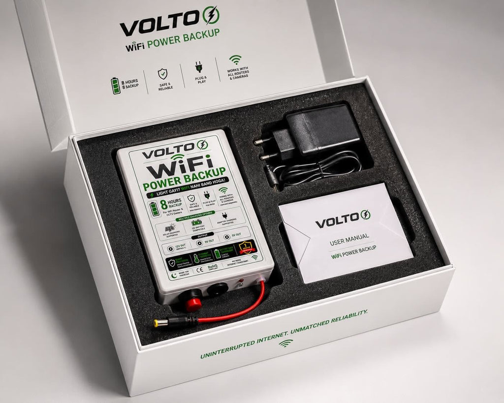 VOLTO WiFi Power Backup Device 6 to 12 hourse backup — Light Jaye, WiFi Chalta Rahe! ⚡ - VOLTOVOLTO WiFi Power Backup Device 6 to 12 hourse backup — Light Jaye, WiFi Chalta Rahe! ⚡Power BackupVOLTO WiFi Power Backup Device 6 to 12 hourse backup — Light Jaye, WiFi Chalta Rahe! ⚡