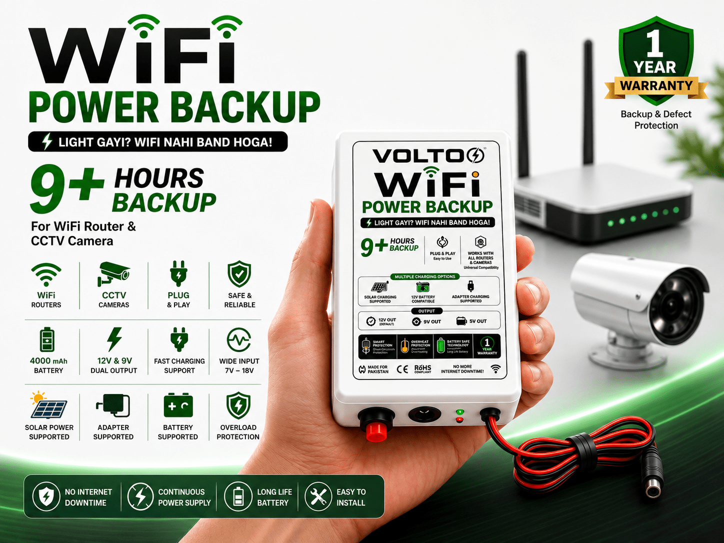 VOLTO WiFi UPS 12V | 9V + 22W Mobile Charging | Premium Design - VOLTOVOLTO WiFi UPS 12V | 9V + 22W Mobile Charging | Premium DesignPower BackupVOLTO WiFi UPS 12V | 9V + 22W Mobile Charging | Premium Design