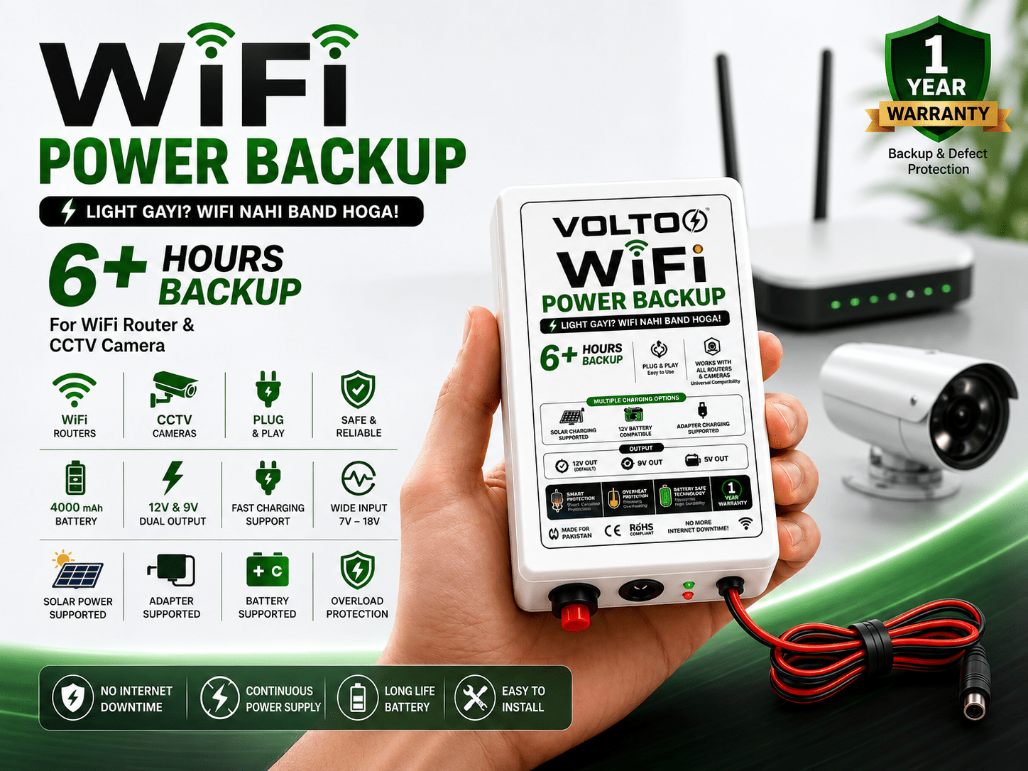 VOLTO WiFi UPS 12V | 9V + 22W Mobile Charging | Premium Design - VOLTOVOLTO WiFi UPS 12V | 9V + 22W Mobile Charging | Premium DesignPower BackupVOLTO WiFi UPS 12V | 9V + 22W Mobile Charging | Premium Design