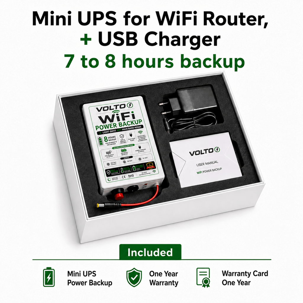 VOLTO WiFi UPS — Never Lose Internet Again | 4, 8 & 12 Hour Backup | 22W Fast Mobile Charging USB - VOLTOVOLTO WiFi UPS — Never Lose Internet Again | 4, 8 & 12 Hour Backup | 22W Fast Mobile Charging USBVOLTO WiFi UPS — Never Lose Internet Again | 4, 8 & 12 Hour Backup | 22W Fast Mobile Charging USB